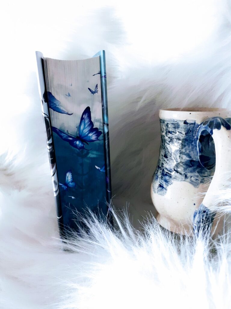 Photo de mise en scène du roman Quicksilver avec un mug hiver